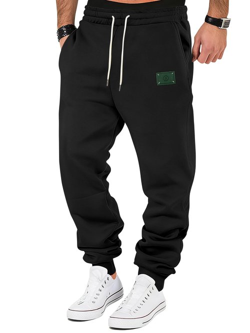TAFLE Men's Fleece Sweatpants Warm Winter Pants Athletic Drawstring Jogger Pants with Pockets Black
