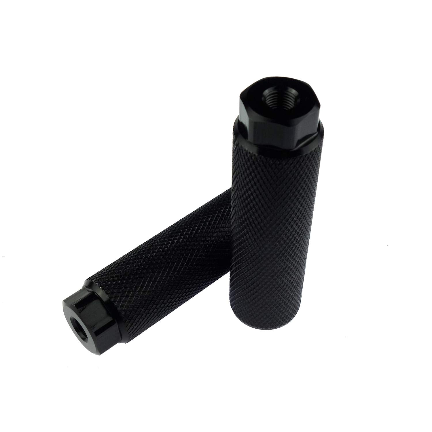 Zelerdo 2 Pairs Aluminum Alloy Bike Pegs for Mountain Bike Cycling Rear Stunt Pegs Fit 3/8 inch Axles (Pure black,100x28 mm)
