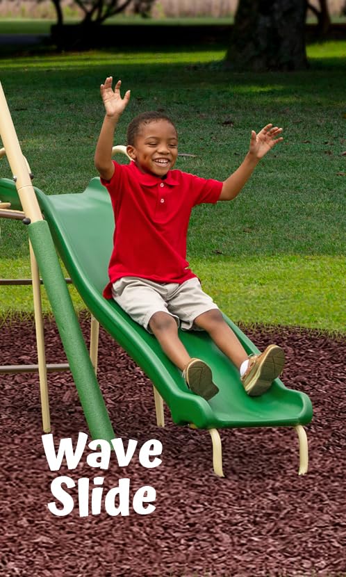 XDP Recreation Kids Swing Set with SuperDisc Swing & Safety Padded Frame, 148x93 Inches Backyard Playground for Ages 3-8
