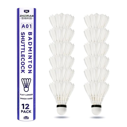 ZHENAN Goose Feather Badminton Shuttlecocks,12 Pack Feather Badminton Birdies-Hight Speed Training Birdie Ball for Indoor and Outdoor Matches,Highly Stable & Durable Shuttle Balls