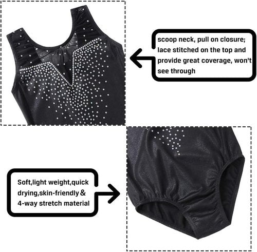 BAOHULU Toddler Girls Gymnastics Leotards - Sparkle Sequins & Mesh Top Dancewear Costumes