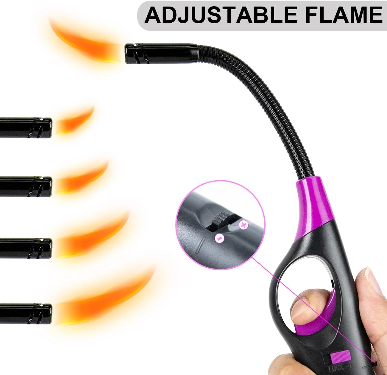 Skiennix Long Neck Lighters - 4 Pack Refillable Butane Candle Lighters for Camping & BBQ