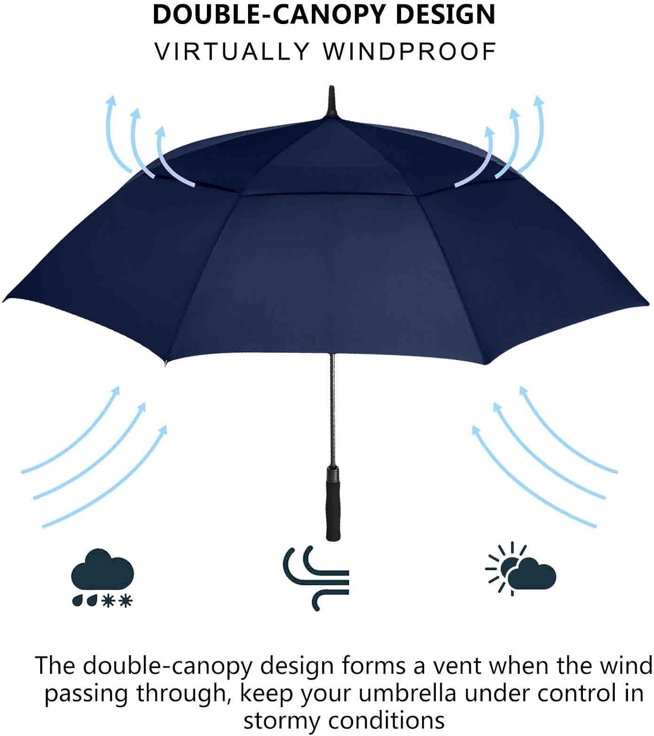 SIEPASA Golf Umbrella - Extra Large 62/68/72 Inch Automatic Open | Windproof & Waterproof Double Canopy