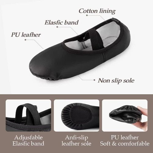 DyingSwan Toddler Ballet Shoes - Soft Leather No-Tie Dance Slippers for Girls | Sizes Toddler to Women