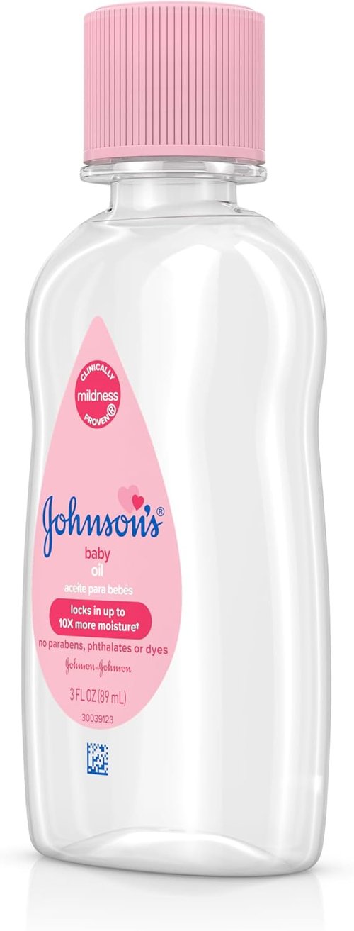 Johnson's Baby Oil - Pure Mineral Oil for Moisture Loss Prevention | Gentle Baby Massage Oil, 3 fl. oz