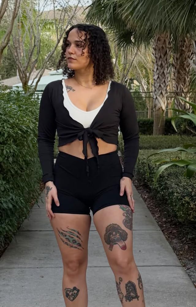 Aoxjox Trinity Biker Shorts for Women - High Waisted Tummy Control | Crossover Design, 6" Length
