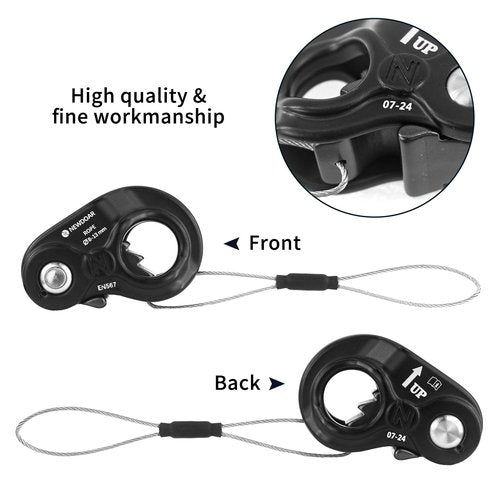 NewDoar Rope Ascender Lightweight Rope Clamp Ascender Riser Adjuster Fits 8-13mm Rope Self-Locking Grip for Rock Climbing,Protection Rescue,Rappelling,Gear Equipment(Black)