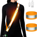 Fokia Kunbio LED Reflective Running Gear - High Visibility Adjustable Safety Belt & Armband for Night Walking | Unisex