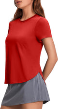 PINSPARK Workout Tops for Women - UPF 50+ Short Sleeve Yoga Shirts with Side Slits | Loose Fit Gym Tee
