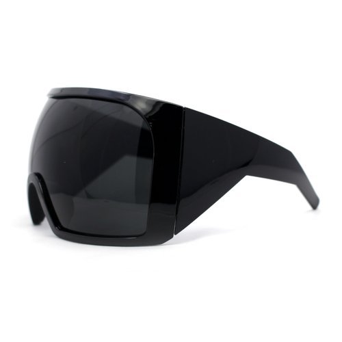 SA106 Super Oversized XXL Goggle Style Wrap Around Sport Plastic Sunglasses All Black