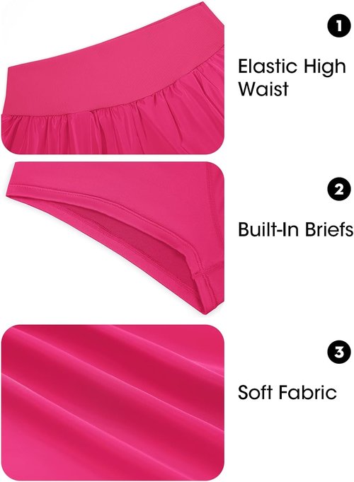 Fisoew Women's Running Shorts - High Waisted 2-in-1 Elastic Gym & Yoga Biker Shorts