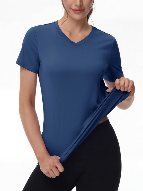 MAGCOMSEN Women's Athletic V-Neck Workout Top - Quick Dry, UPF 50+, Moisture Wicking Gym Tee
