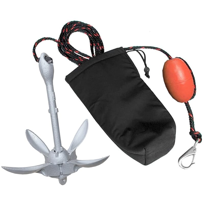 Kayak Anchor Kit 1.5kg (3.5 lb) Portable with Rope, Folding Anchor and Bag