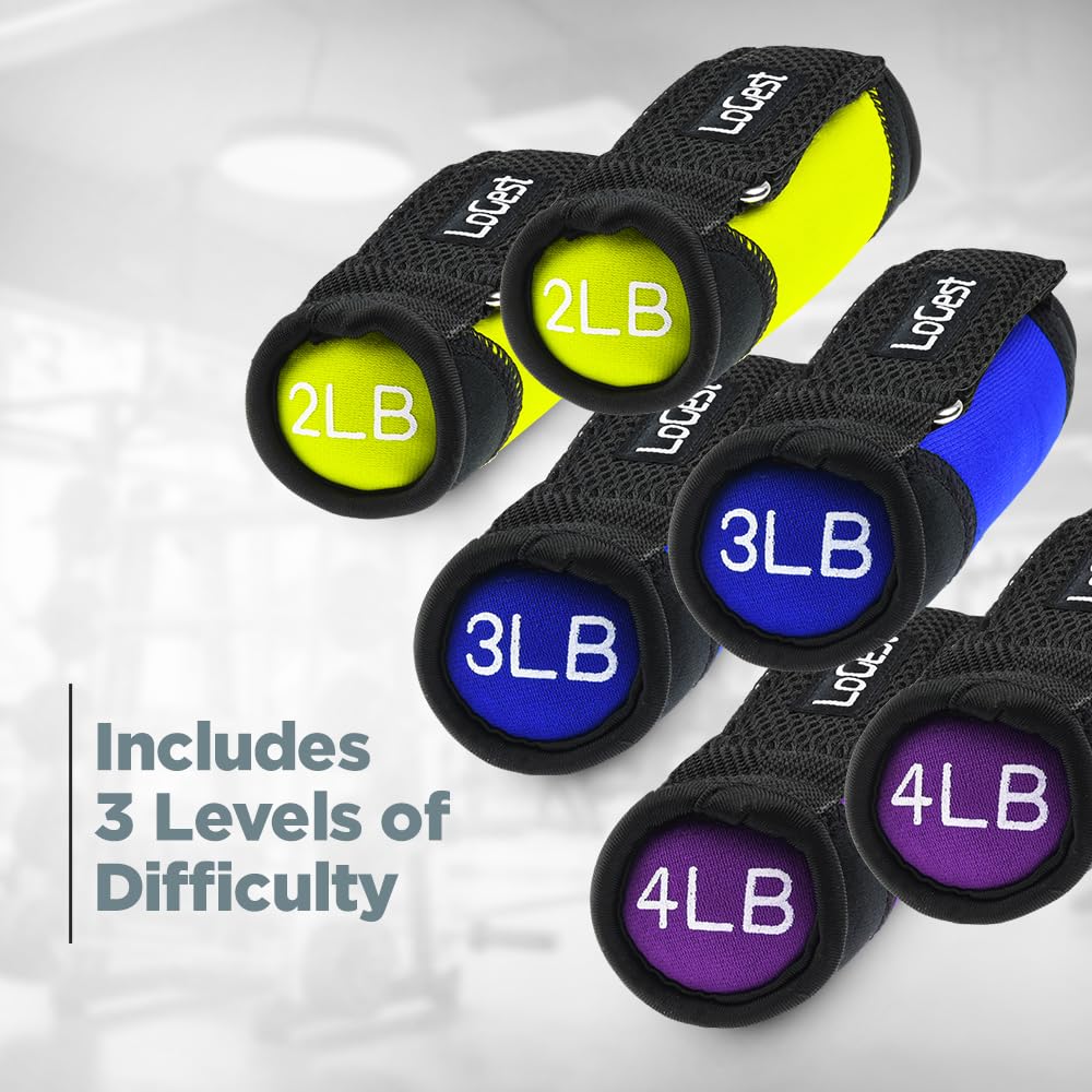 LoGest Soft Hand Weights with Adjustable Straps - 1 2 3 4 LB SET