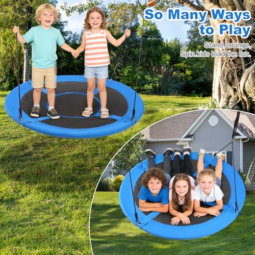 60-Inch Saucer Tree Swing for Kids & Adults, Large Backyard Swing - Blue, Classic Style