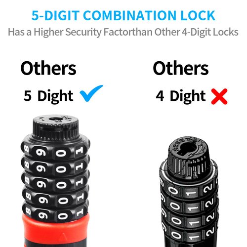SISAV Heavy Duty Bike Chain Lock 3.2FT with 5 Digit Combination, 6mm Cut Resistant Chain for Bicycle, Ebike, Motorcycle, Scooter, Door and Fence (Grey)