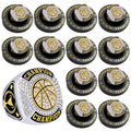 Daijbling 12 Pcs Gold Basketball Championship Rings with Chains & Stand - Tournament Trophy & Winner Gift (Size 11)