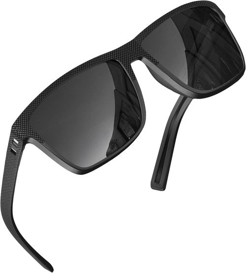GrinderPUNCH Polarized Square Sunglasses - Trendy Black Designer Shades for Men | UV 400 Protection