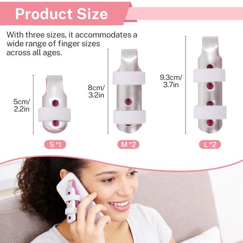 ADLLHO Finger Splint,5PCS Finger Splints for Broken Finger,Pinky Finger Support Brace, Mallet Finger Brace for Broken Fingers Straightening,Pink Pink，S*1,M*2,L*2