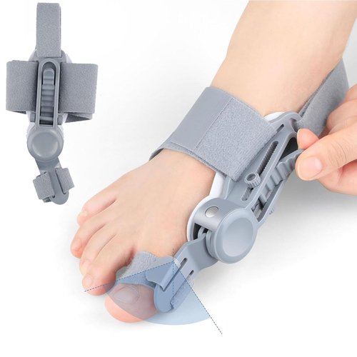 Bunion Corrector for Women & Men, Orthopedic Bunion Splint with Toe Separator Adjustable Toe Straightener for Right Left Feet-Grey