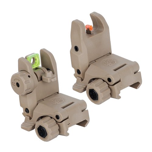 ohhunt Flip Up Sights Polymer Fiber Optic Sights Backup Sight Black for Picatinny (Tan Fiber Optics)