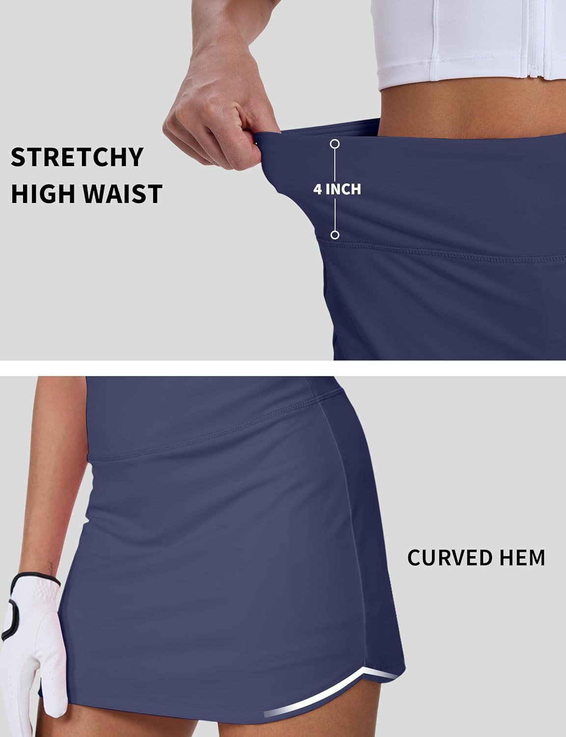 Skiennix Women's Golf Skirt - High Waisted Tennis Skorts with Shorts & Pockets for Athletic Workouts