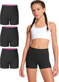 JOCMIC Girls' Athletic Shorts - 3 Pack for Dance, Gymnastics & Yoga | Ages 4-12, Comfortable Fit