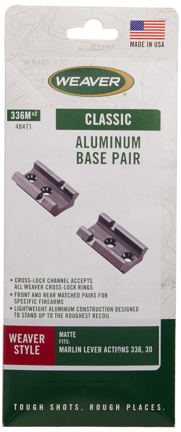 WEAVER Top Mount Matte Black Base Pair - Marlin 336