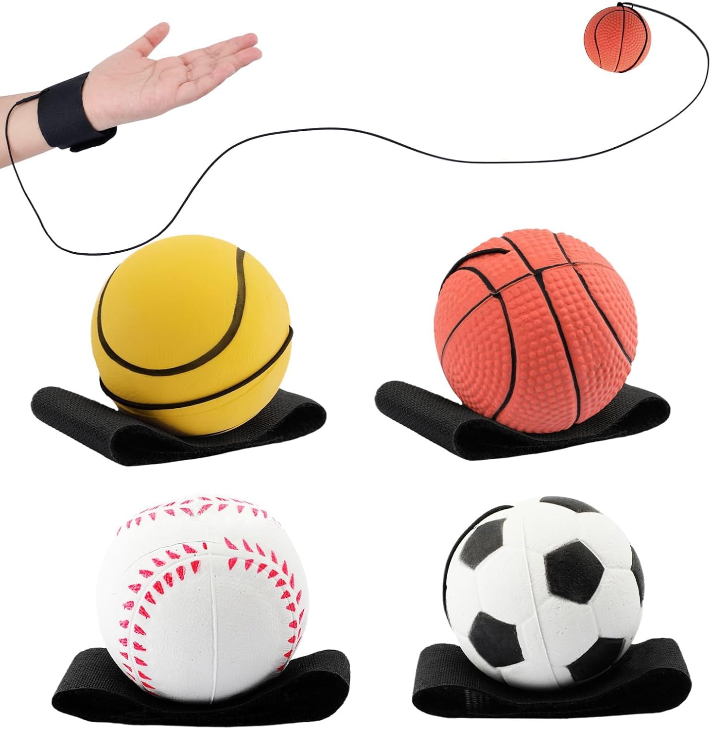 SAYAYA Wrist Return Ball - Rebound Sport Balls with Elastic Strap for Baseball, Soccer & Tennis | 2.36 Inches
