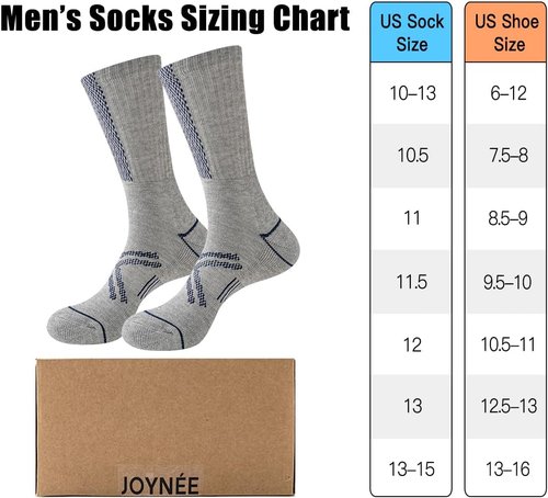 JOYNÉE Men's Athletic Crew Socks - Cushioned Comfort with Arch Support | 12 Pairs