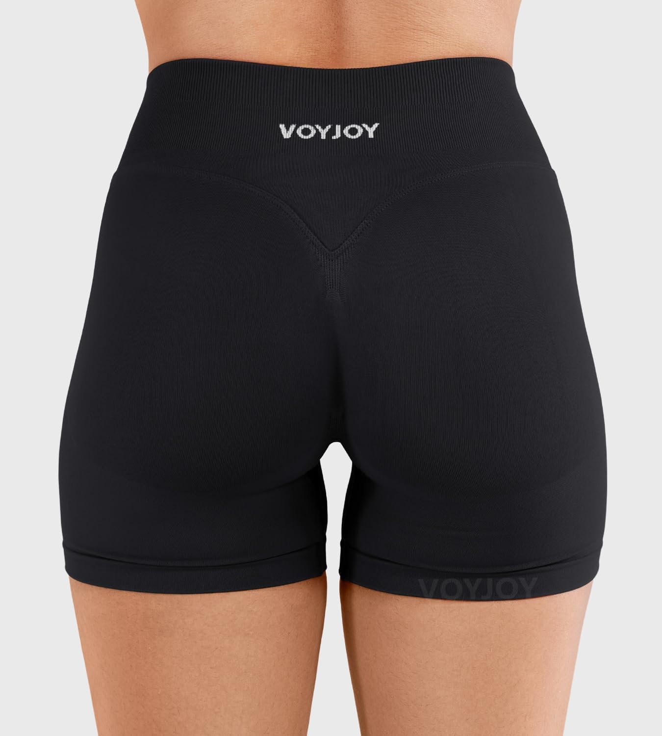 VOYJOY Women's Yoga Shorts - 4.5" Seamless Hidden Scrunch for Butt Lifting | No Front Seam Design