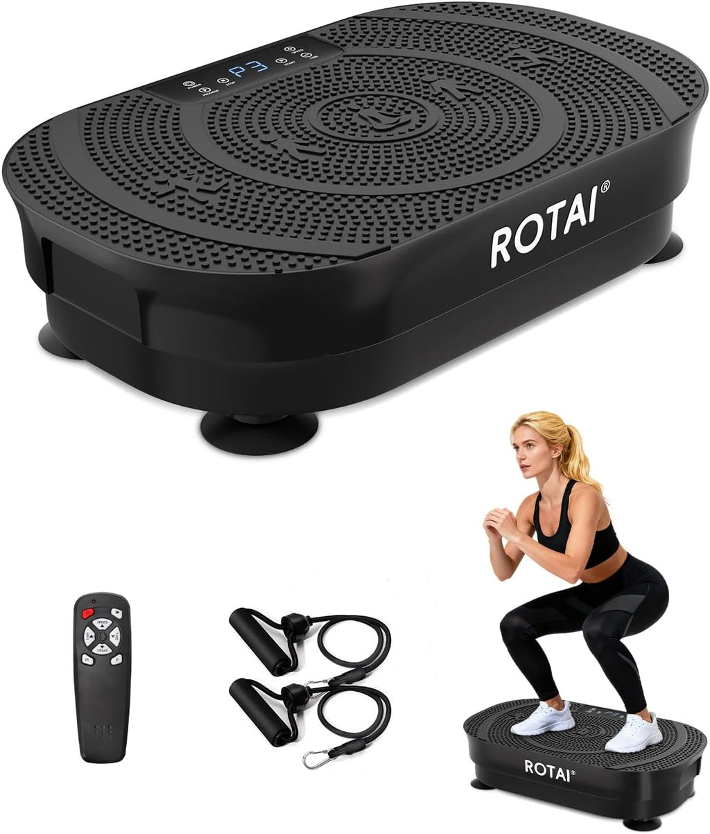 ROTAI Vibration Plate Exercise Machine - Full Body Fitness Platform for Weight Loss & Fat Burning | Adjustable Shake Plate in Black
