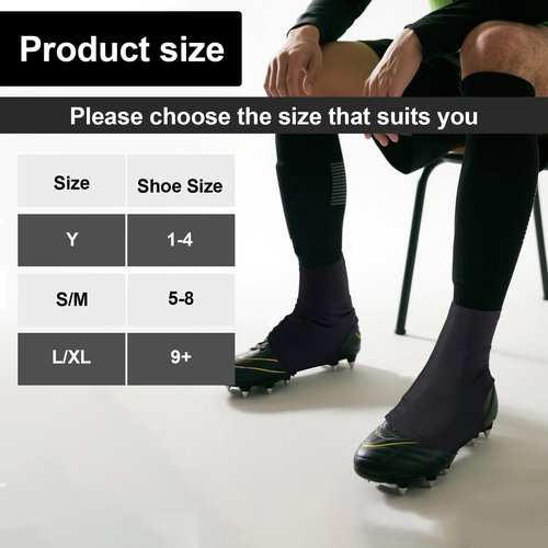 SEX POINT Spats Football Cleat Covers, Cleat Covers Football, Football Cleat Covers Youth for Soccer Baseball Kids Teenagers Adults, Cleat Spats Keeps Cleats Tied Turf Pellets Out (Black, Large)