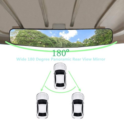 WLOOD 16.5" Golf Cart Non-destructive Rear View Mirror Fits for EZGO, Yamaha, Club Car