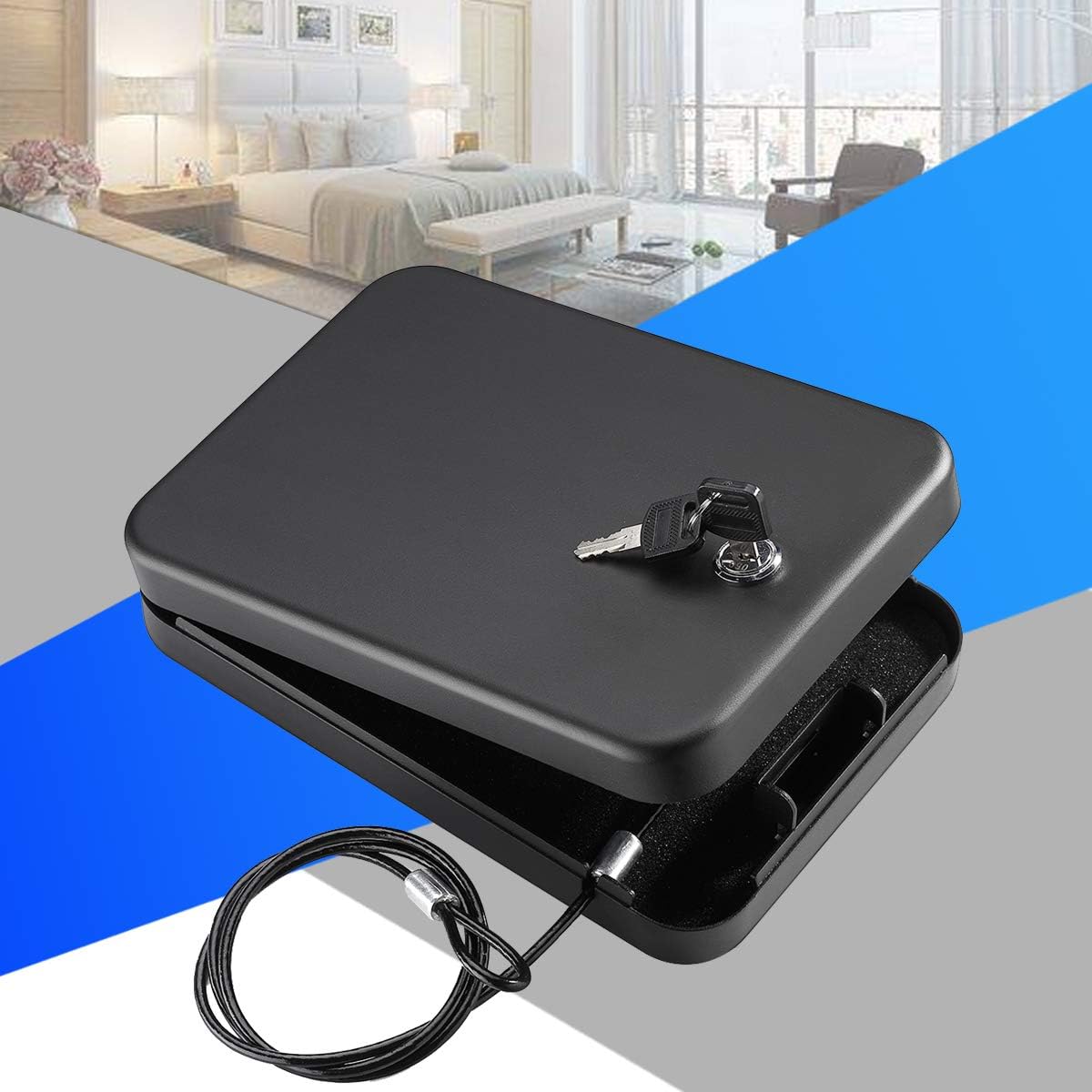 Younion Pistol Safe - Portable Handgun Lock Box for Travel & Cars | Compact Black Design