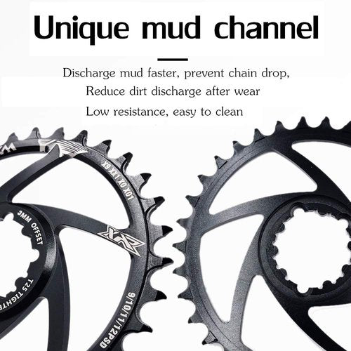 YBEKI Narrow-Wide Chainring 30T-38T - CNC 7075-T6 Aluminum MTB Chainwheel for SRAM GXP/XX1/X01 (3mm/6mm Offset) | Eagle Tooth Design | Ultra-Light 60-80g | Hard Anodized Black