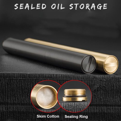 Laicengo Vintage Trench Lighter, Copper Lighter, Windproof Brass Lighters for Men Dad Husband (Fuel Not Included), Black