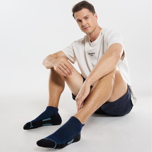 FITRELL 6 Pack Ankle Running Socks for Men and Women Low Cut Cushioned No Show Athletic Sports Compression, Shoe Size 12-15, Navy Black