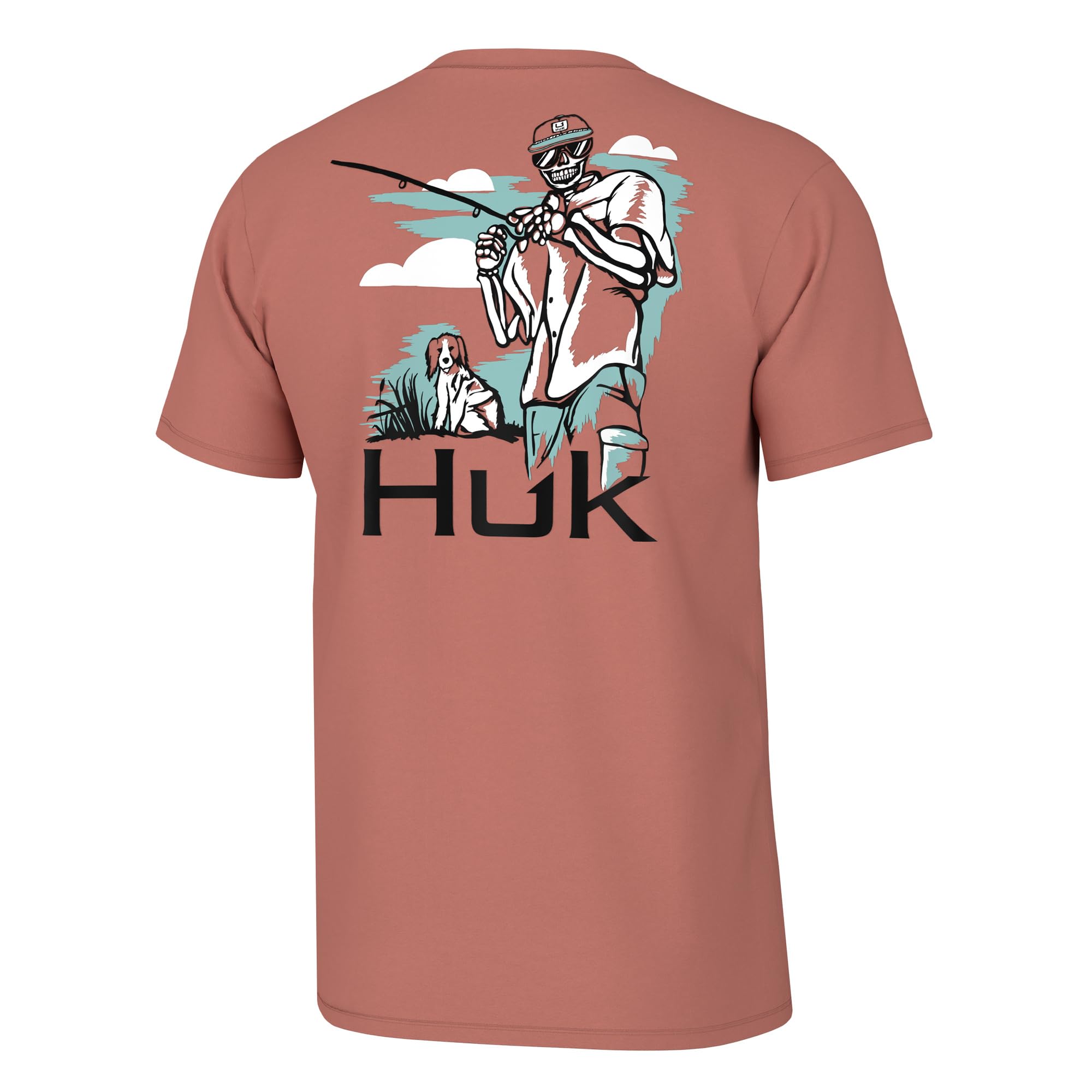 HUK Mens Fishing Graphic Tee, Performance Short Sleeve, Quick-Dry, Fletch N Bones - Sunburn, Medium