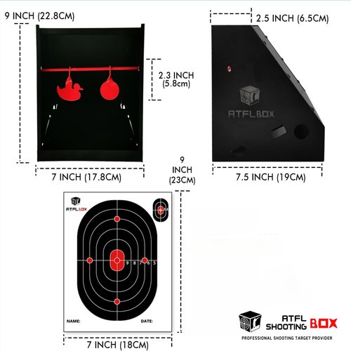 Atflbox 7 x 9 Inch BB Gun Target Trap with 110pcs Paper Target and Spinning Shooting Targets