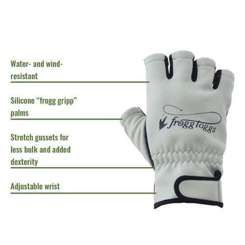 FROGG TOGGS Frogg Fingers Fleece Fishing/Hunting Gloves, With or Without Fingers, Gray/Black, Medium