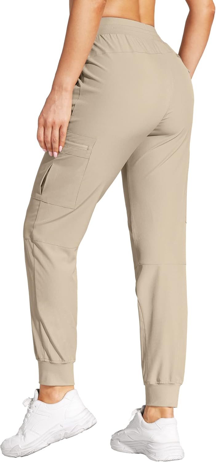 Skiennix Women's Cargo Joggers - Lightweight, Quick-Dry, Water-Resistant Hiking Pants with Zipper Pockets