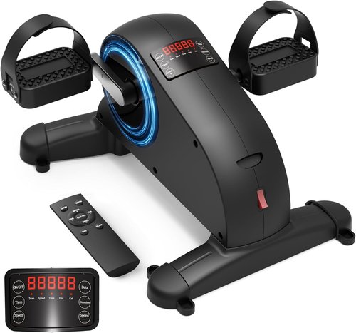LifeOG Pedal Exerciser Under Desk Bike-Mini Exercise Bike for Seniors & Physical Therapy with 12 Speed Adjustable, Remote Control & LCD Display