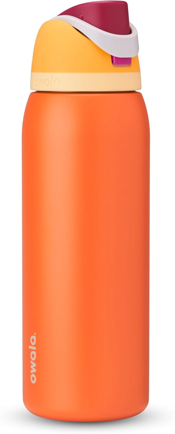 Owala FreeSip 40 oz Insulated Stainless Steel Water Bottle - BPA-Free, Straw Included, Citrus Crush | Perfect for Sports, Travel, and School