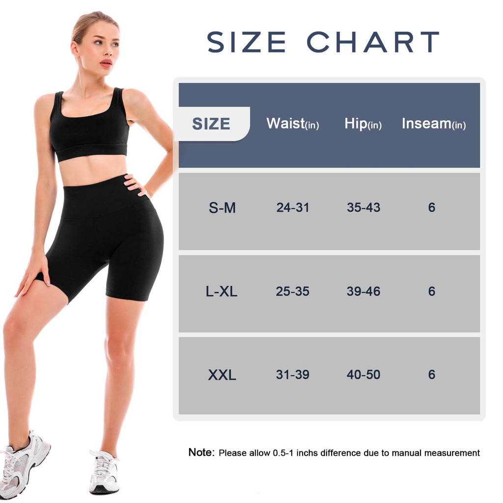 Ipletix Biker Shorts with Pockets for Women - 6'' High Waisted Womens Yoga Gym Athletic Running Workout Shorts