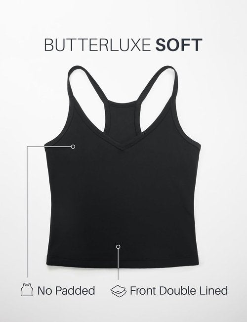 CRZ YOGA Butterluxe V-Neck Tank Top for Women - Soft Double-Lined Yoga Camisole | Sleeveless Racerback
