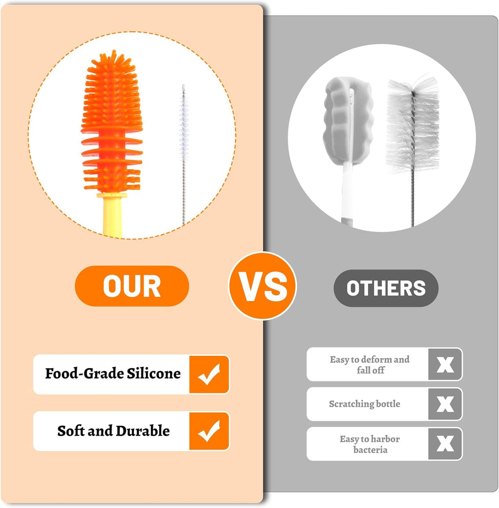 Skiennix 4-in-1 Silicone Bottle Brush - Integrated Design for Cleaning Sports, Baby & Water Bottles | 1 Pack