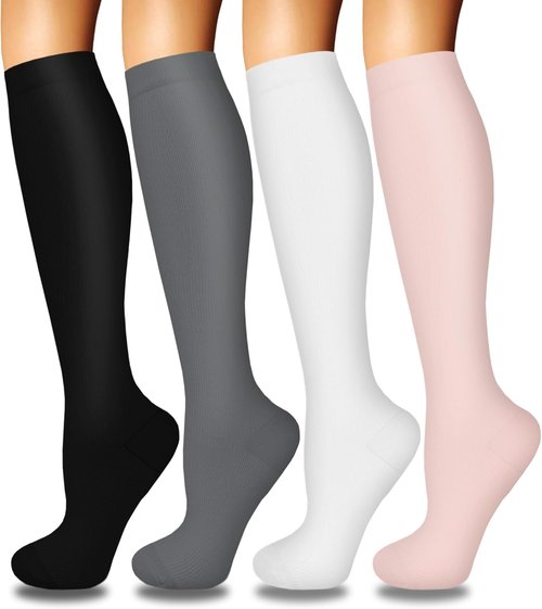 Iseasoo Compression Socks for Women - 4 Pairs for Enhanced Circulation | Ideal for Nurses, Running & Travel