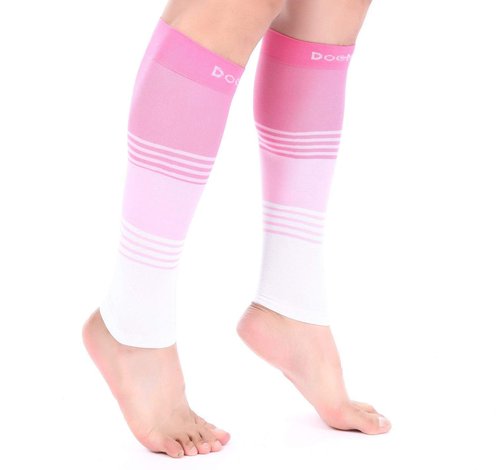 Doc Miller Calf Compression Sleeve for Men & Women – 20–30 mmHg Graduated Compression, Footless Compression Socks Alternative for Running, Shin Splints, Swelling, Varicose Veins –Calf Support, 1 Pair