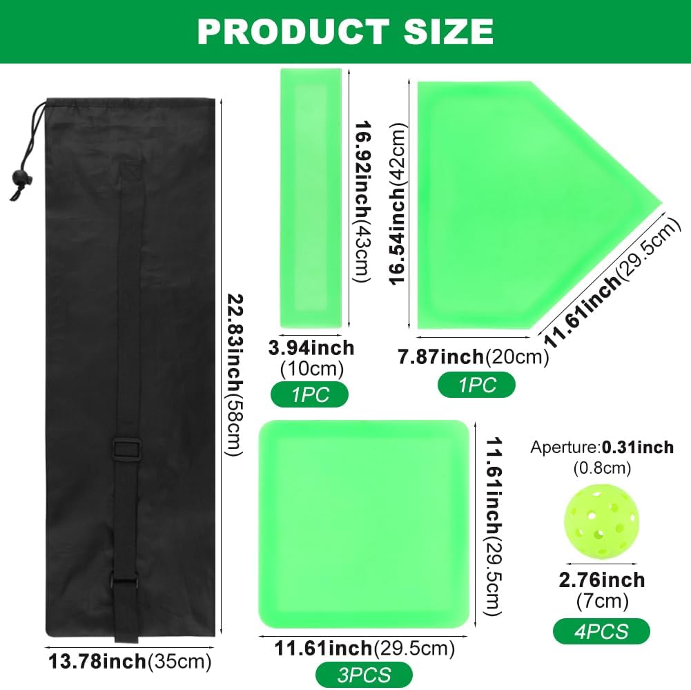 Skiennix Glow-In-The-Dark Baseball Home Plate Set - 5 Pieces with Carrying Bag & 4 Pickleballs
